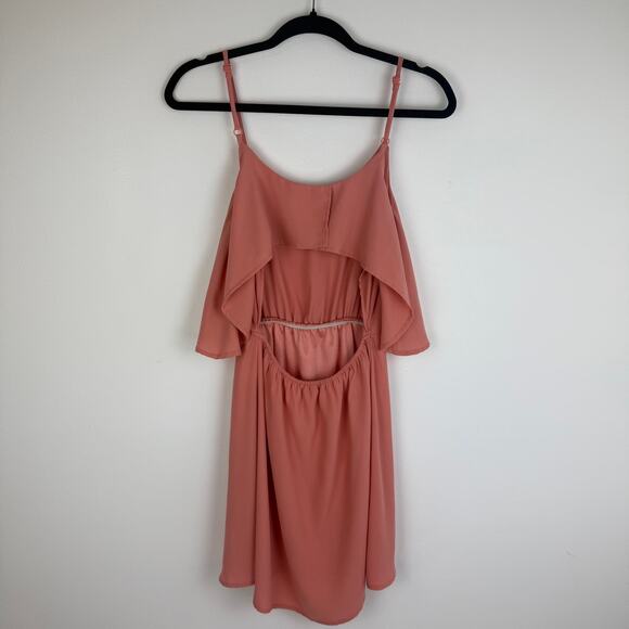 TOBI Womens Front Ruffle Adjustable Spaghetti Strap Scoop Neck Pink Dress Small - Picture 2 of 10